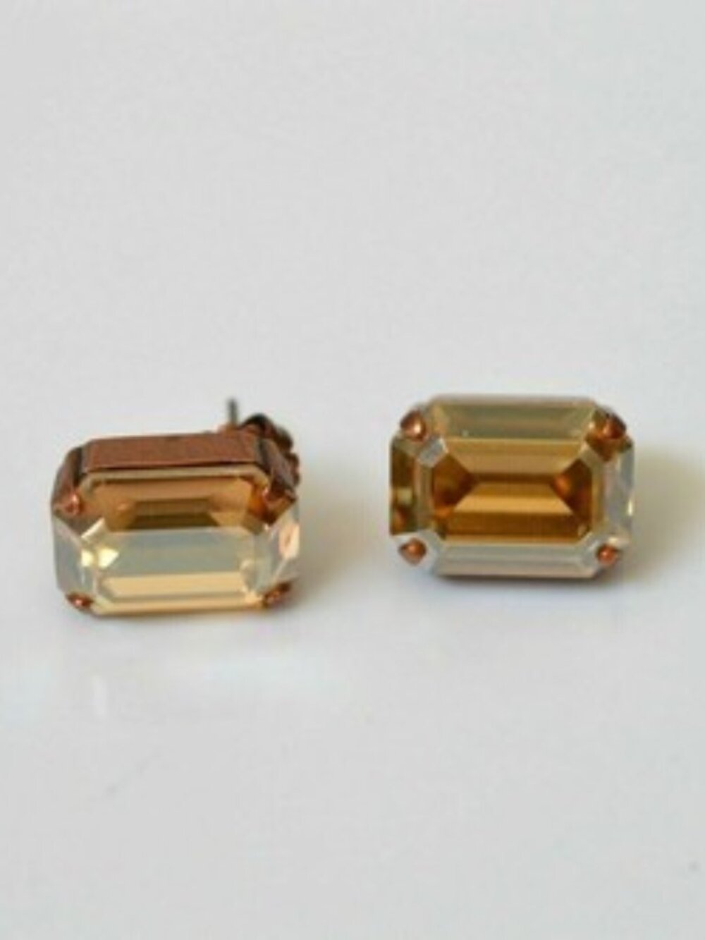 Sabika Emerald Cut XL Gold Stud Earrings